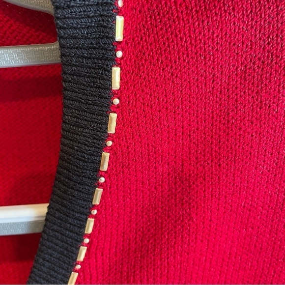 St. John by Marie Gray Vintage Red Knit Cardigan Sweater Jacket 4 - Picture 4 of 7